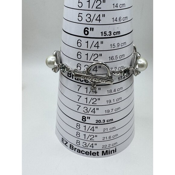 Stunning Givenchy Faux Pearl And Crystals  Silver Tone Bracelet And Earrings Set - Picture 9 of 15